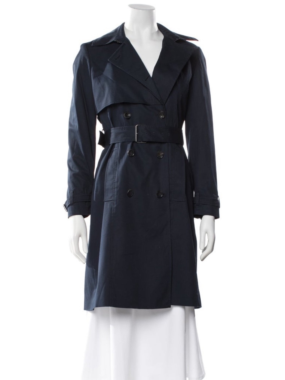 Theory Navy Double-Breasted Trench Coat